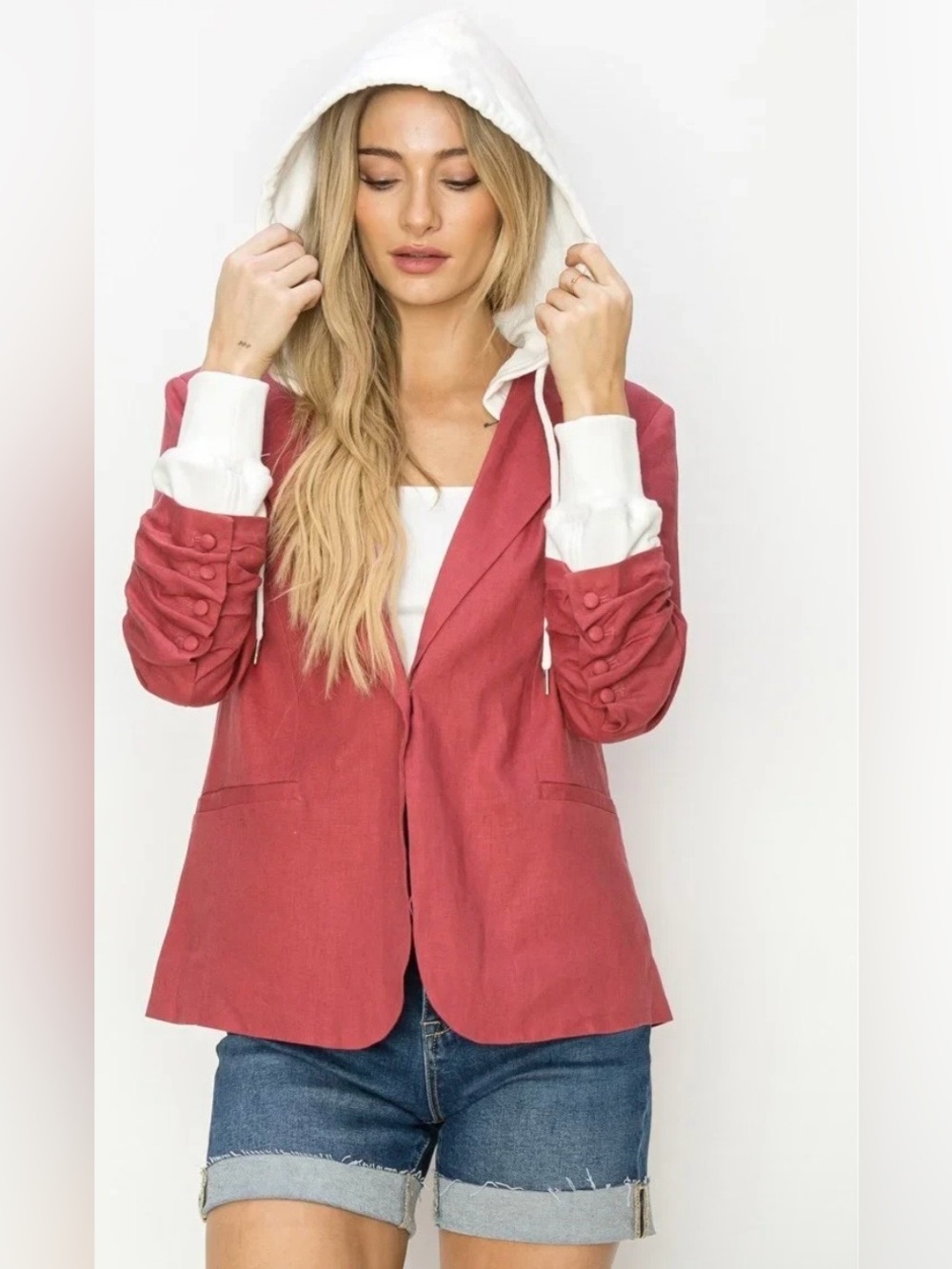 Risen Los Angeles Berry/Pink Color  Hooded Blazer Size S